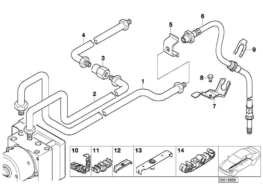 Diagram Brake pipe rear ABS/ASC+T for your BMW