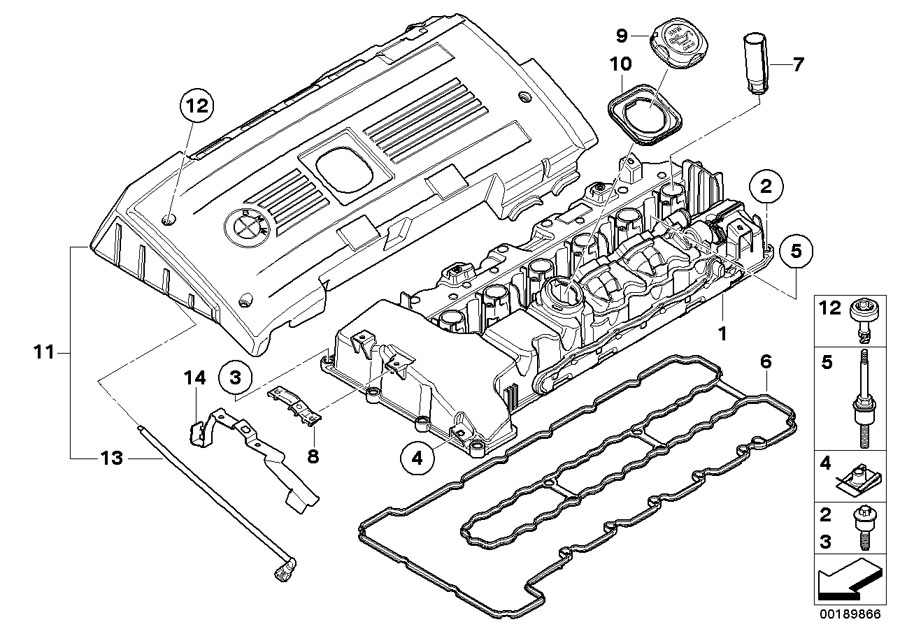 Diagram Cylinder head cover for your 2008 BMW 535xi   