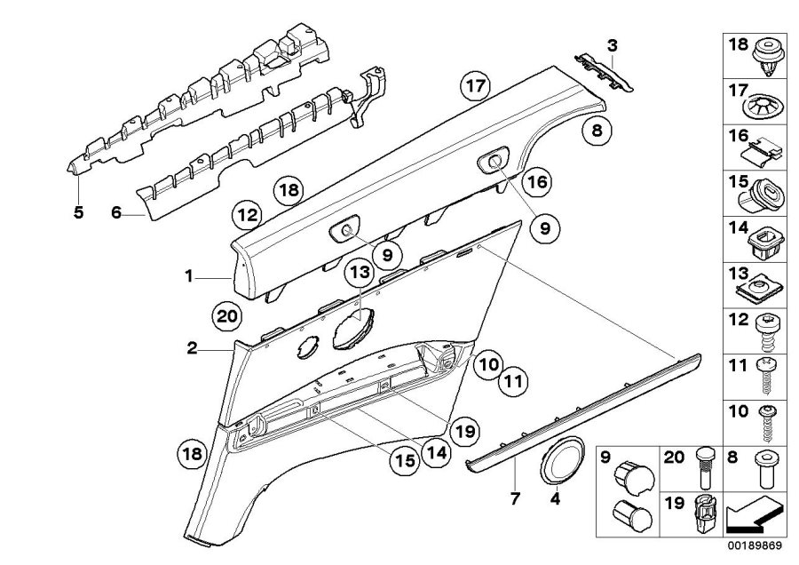 Diagram Lateral trim panel, REAR/CABRIO for your 2019 BMW X1   