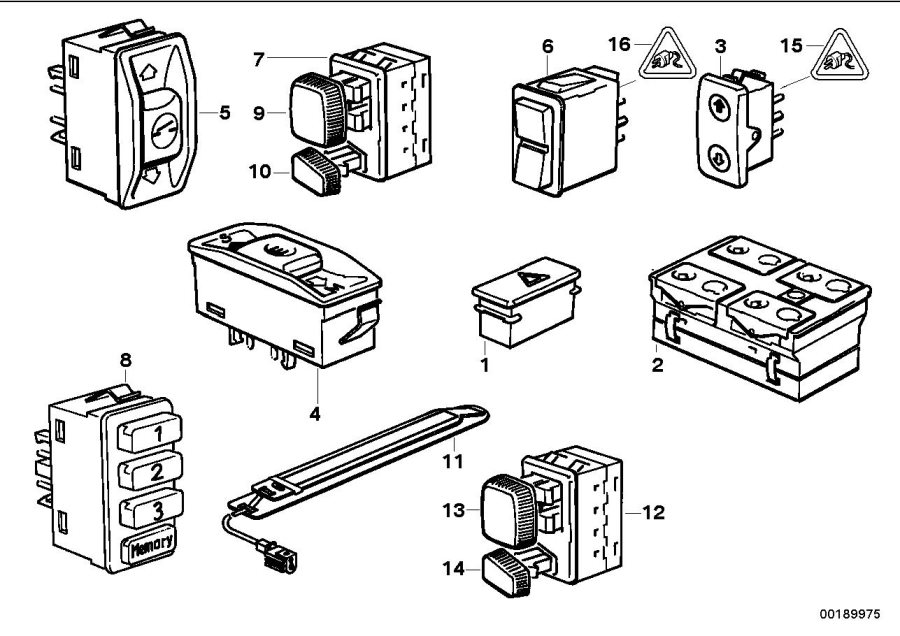 Diagram Various switches for your BMW