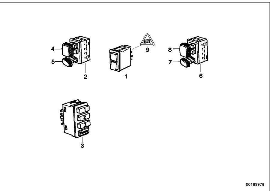 Diagram Various switches for your BMW