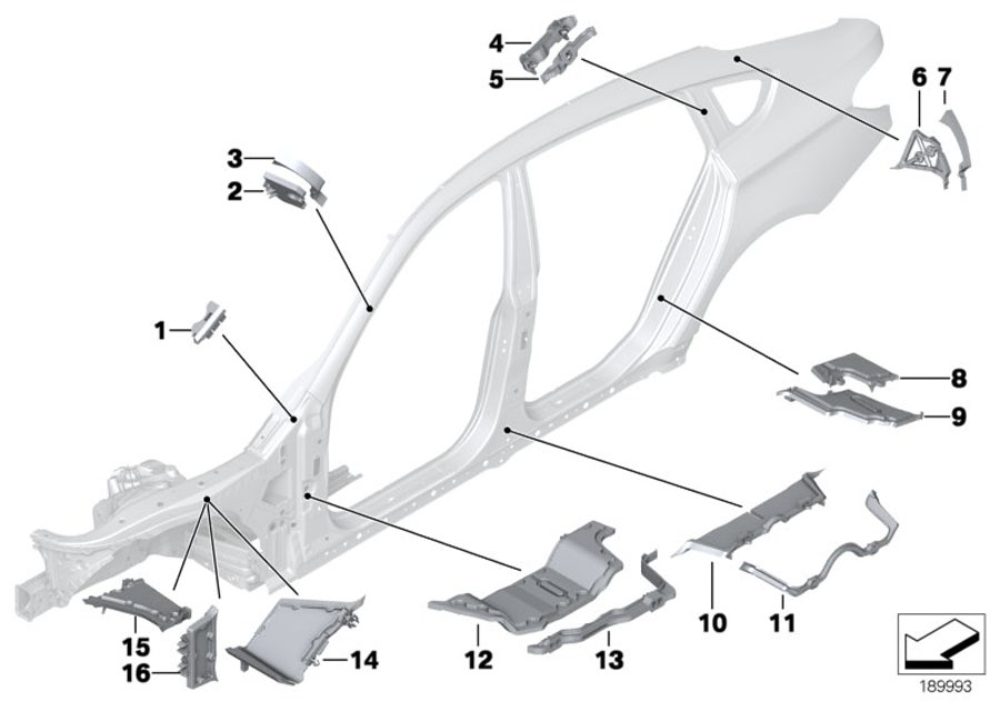 Diagram Cavity shielding, side frame for your BMW