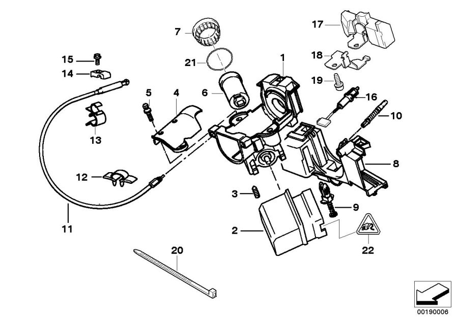 Diagram Steering LOCK/IGNITION switch for your 2000 BMW 328Ci   