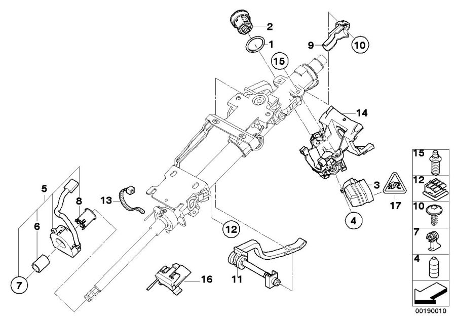 Diagram Steering column attach. PARTS/LOCK cyl. for your BMW