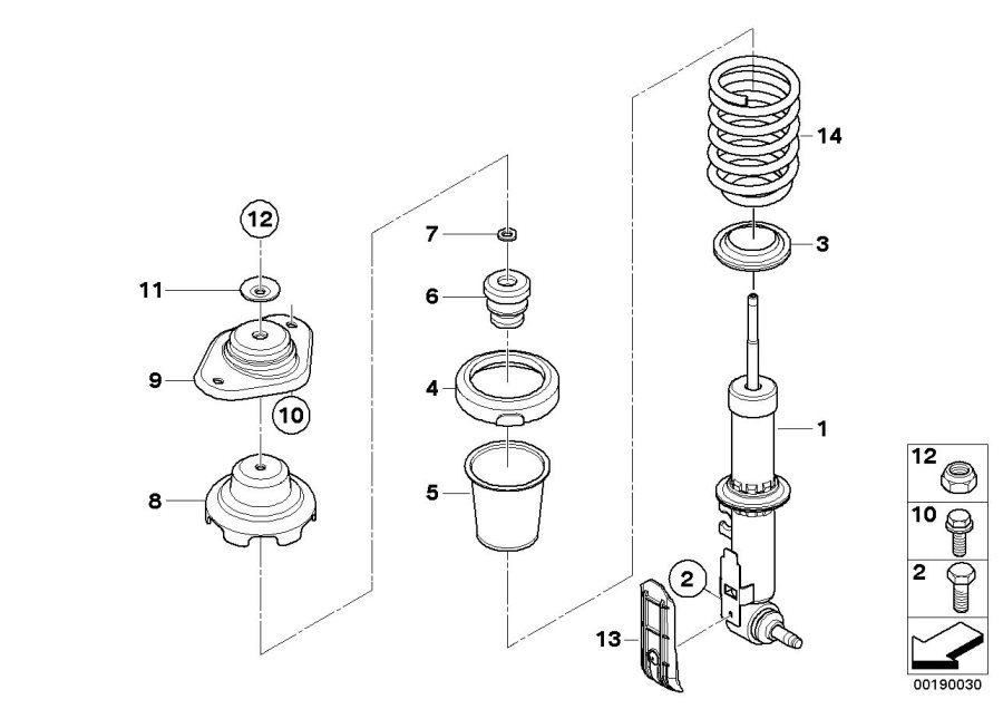 Diagram REAR SPRING STRUT COIL SPRING AND PARTS for your MINI