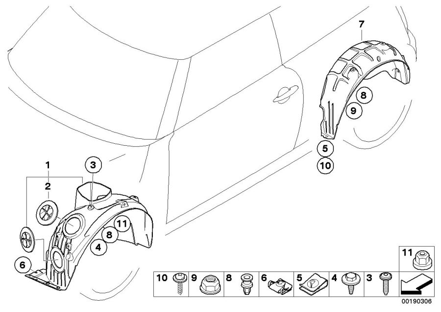 Diagram Wheelarch trim for your MINI Hardtop  