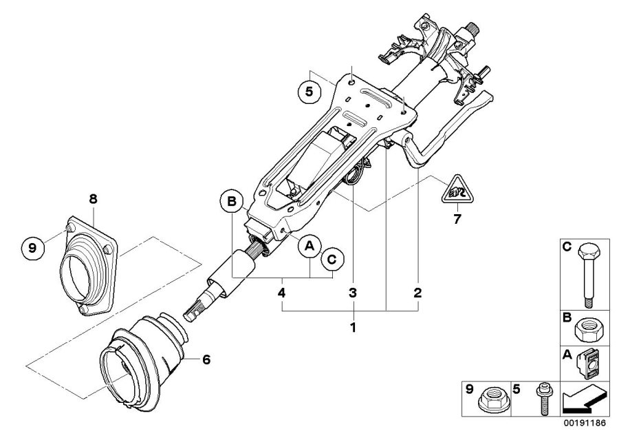 Le diagramme Colonne de direction-regl. Manuel pour votre BMW