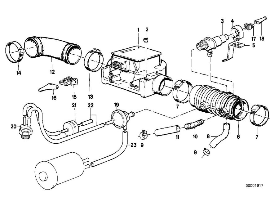 Diagram Volume air flow sensor for your 1986 BMW 535i   
