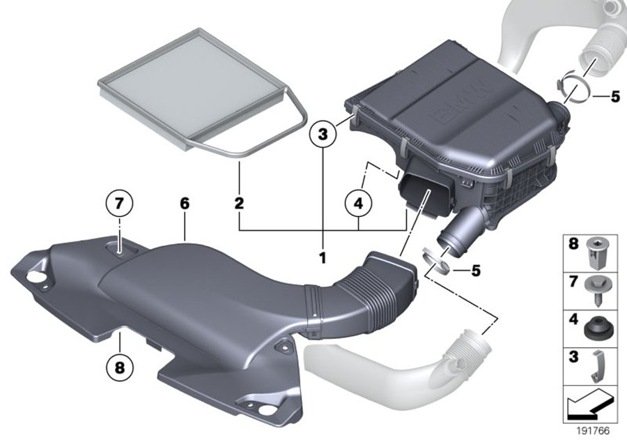 Diagram Intake silencer / Filter cartridge Intake silencer / Filter cartridge for your BMW