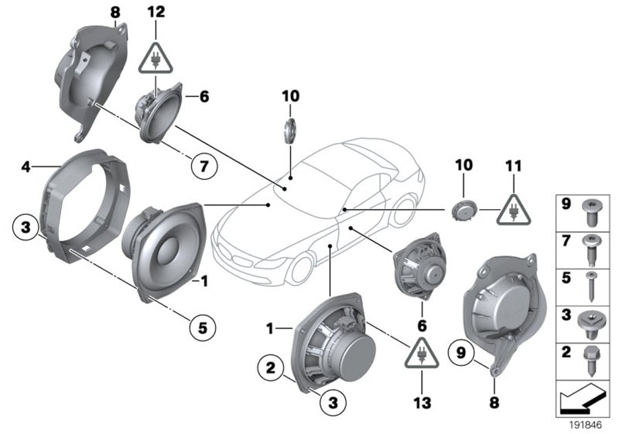 Le diagramme Haut-parleur AV pour votre BMW