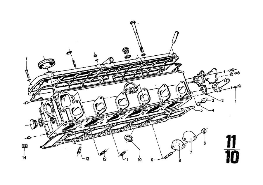 Diagram Cylinder head COVER/MOUNTING parts for your 2010 BMW M6   