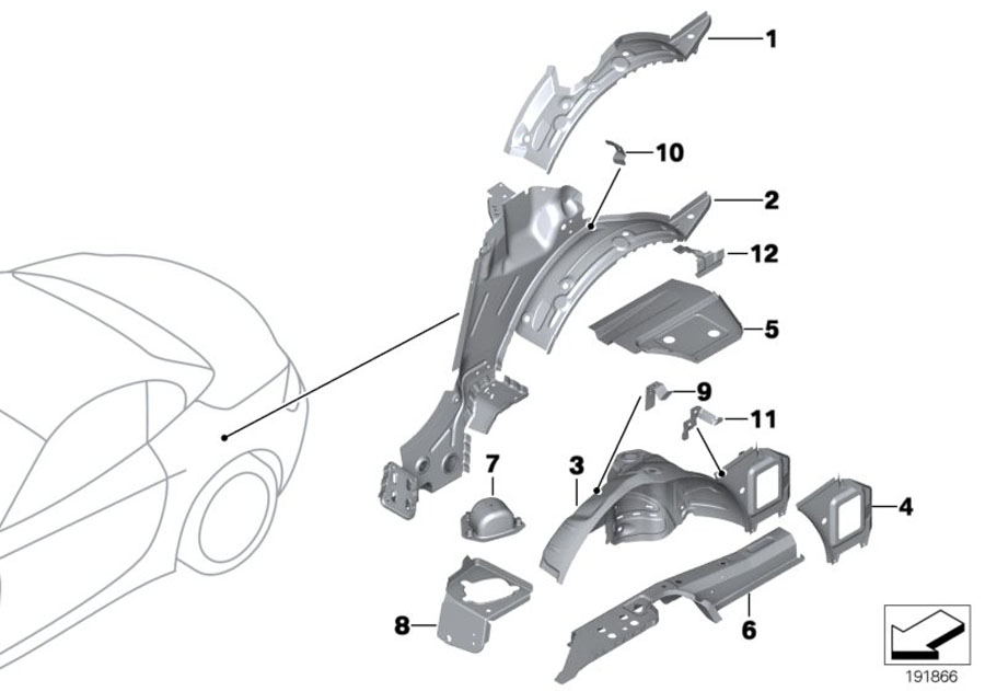 Diagram Rear WHEELHOUSE/FLOOR parts for your BMW