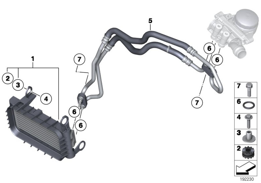 Diagram Engine oil COOLER/OIL cooler line for your 2023 BMW X3  30eX 