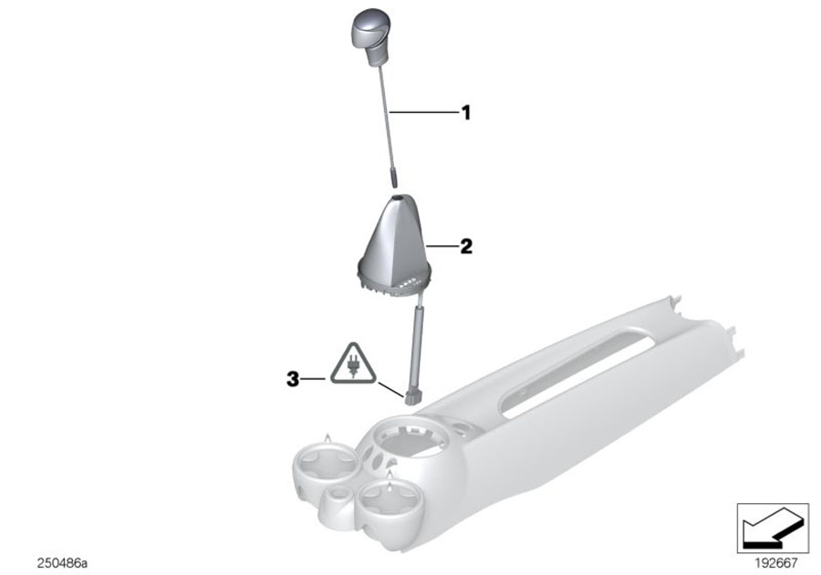 Diagram SELECTOR LEVER HANDLES / COVERS for your MINI