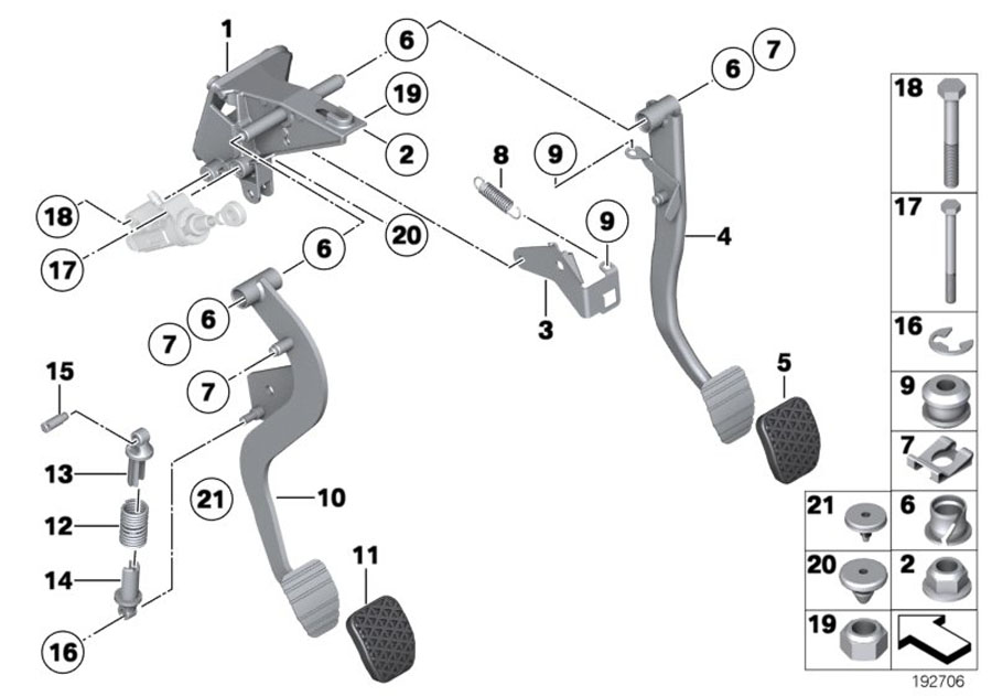 Diagram Pedal assy w over-center helper spring for your BMW