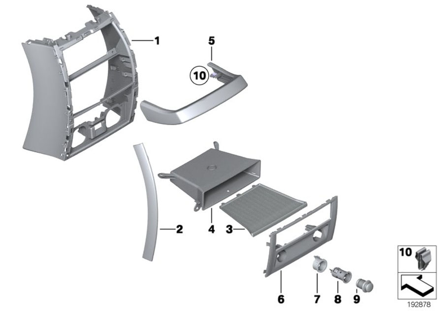 Diagram Mounting parts, center console, rear for your 2002 BMW M3   