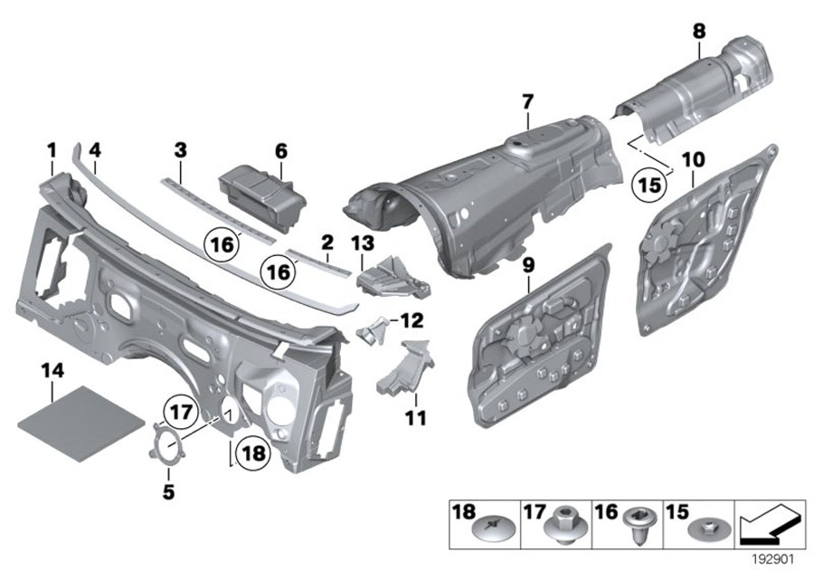 Diagram Noise insulation, front II for your 2017 BMW M4 GTS   