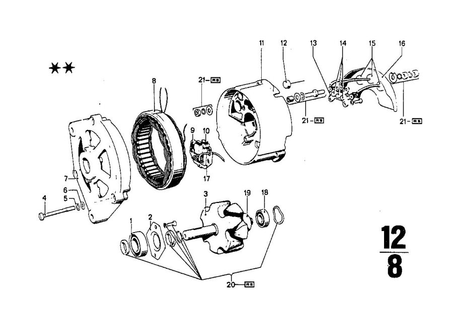 Diagram Alternator, individual parts for your BMW