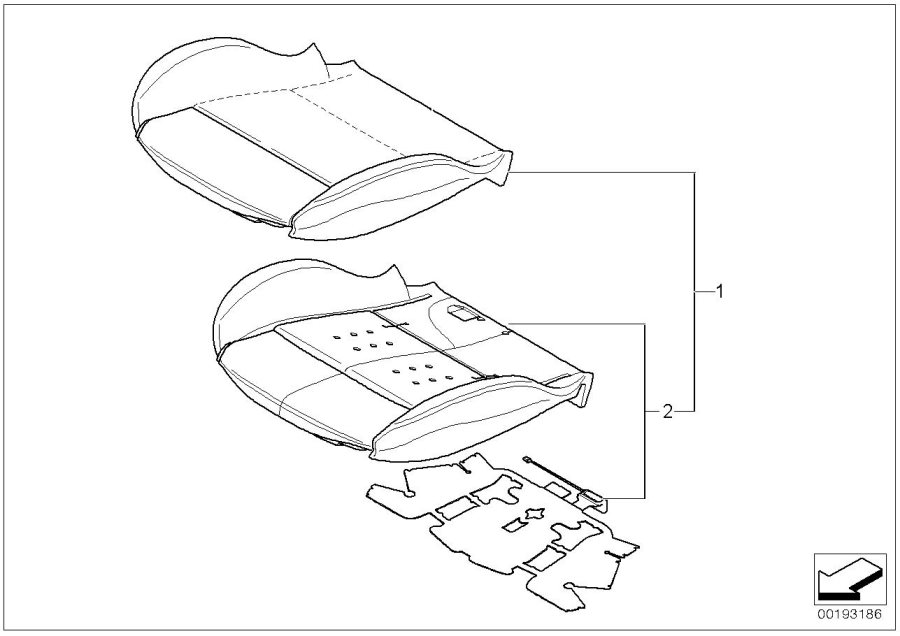 Diagram Seat, front, uphlstry, cover, Sport seat for your BMW