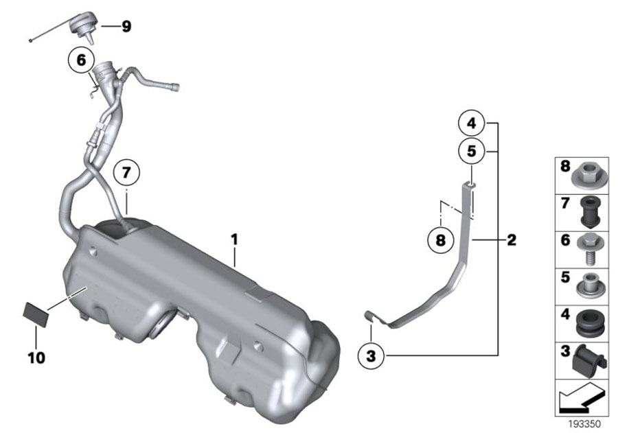 Diagram Fuel TANK/MOUNTING parts for your BMW