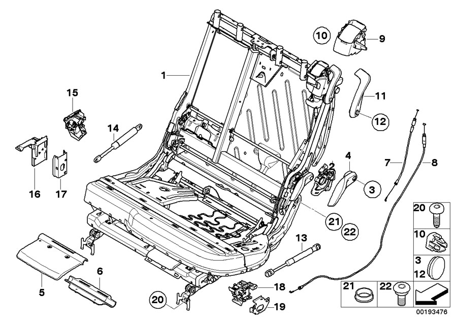 Diagram Seat, rear, seat frame, left for your 1995 BMW