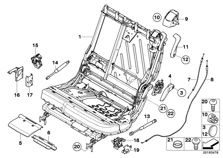 Diagram Seat, rear, seat frame, left for your 2023 BMW X3  30eX 