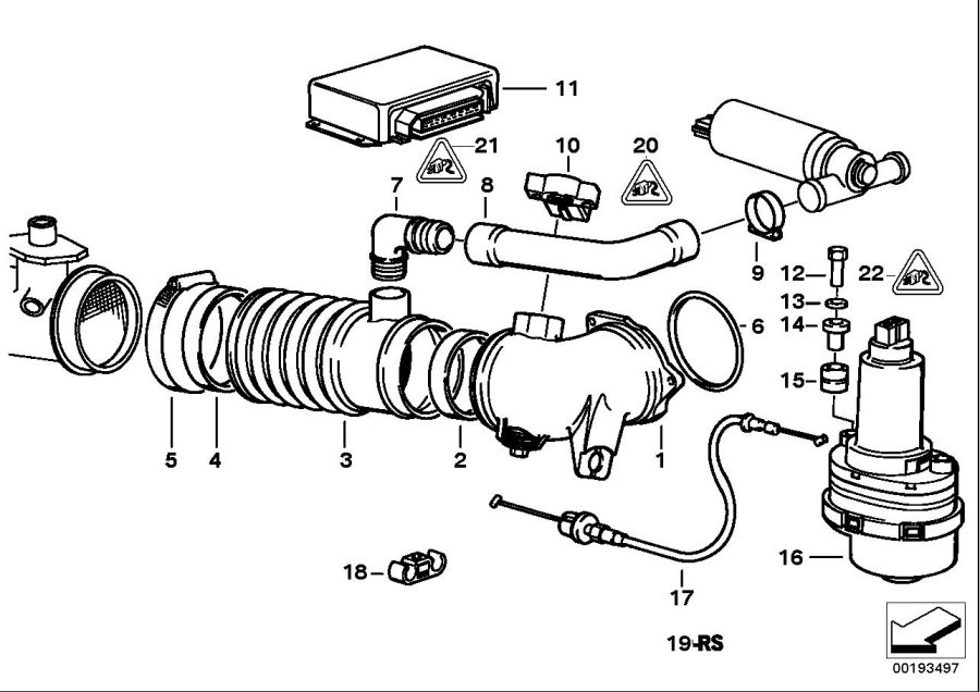 Diagram SECONDARY THROTTLE HOUSING TUBE ASC for your 1999 BMW 328i Sedan  