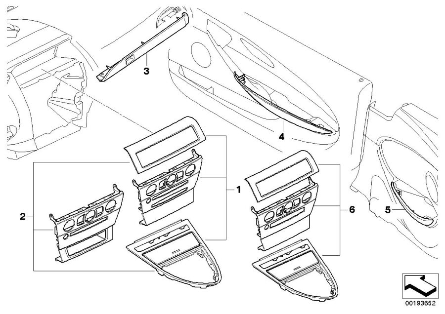 Diagram Retrofit, dark Birch wood trim for your 2007 BMW M6   