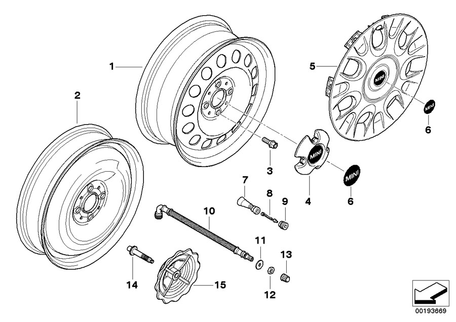 Diagram MINI steel disc wheel style 12 for your MINI