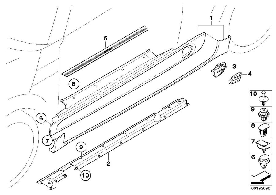 Diagram Rocker panel strip JCW Aerokit car color for your MINI