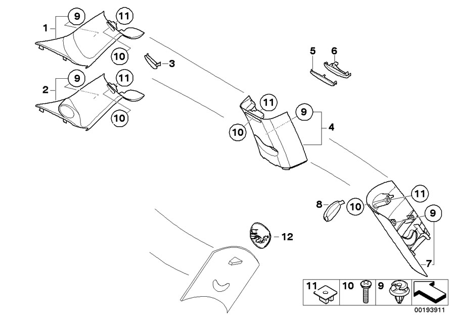 Diagram Trim panel A- / B- / C-Column for your MINI