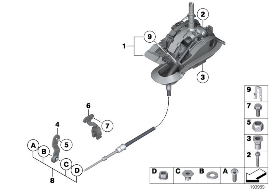 Diagram AUTOM.TRANSMISS.STEPTRONIC SHIFT PARTS for your 1988 BMW M6   