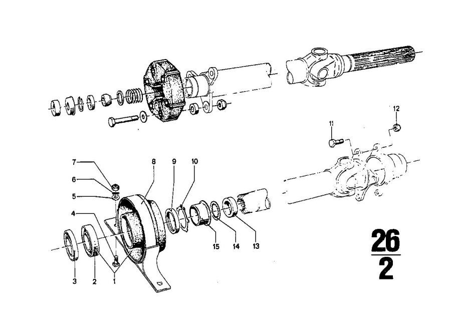 Diagram DRIVE SHAFT ATTACH.PARTS CENTER BEARING for your 2016 BMW X1   