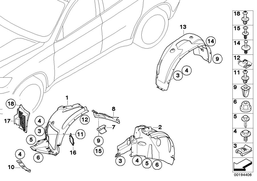 Diagram Wheelarch trim for your BMW X6  