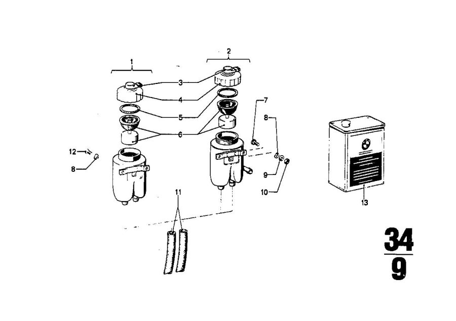 Diagram Expansion tank for your BMW 3.0CS  