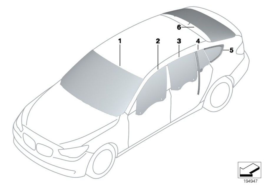 Diagram GLAZING for your 1988 BMW M6   