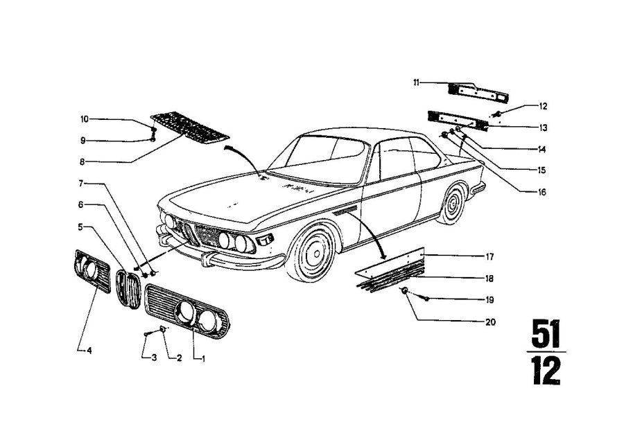 Diagram Exterior trim / grill for your BMW 320iX  