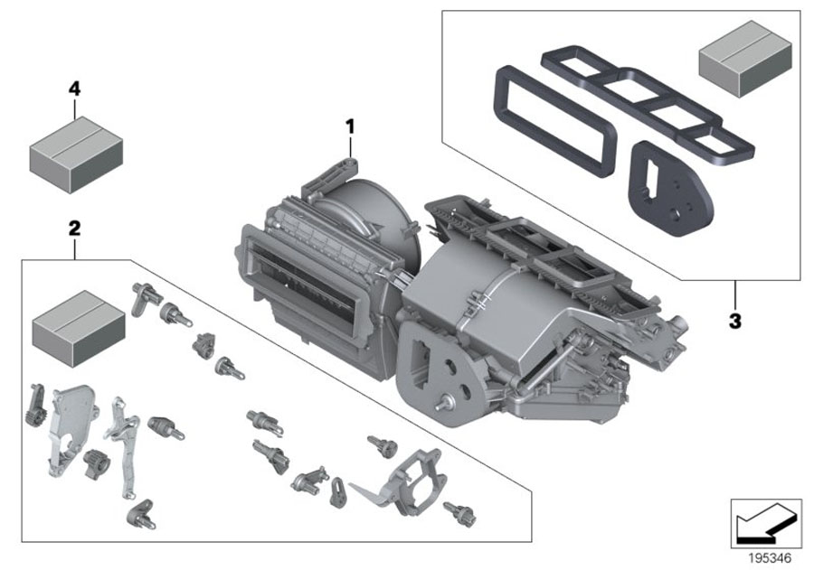 Diagram Housing parts, heater and air condit. for your BMW