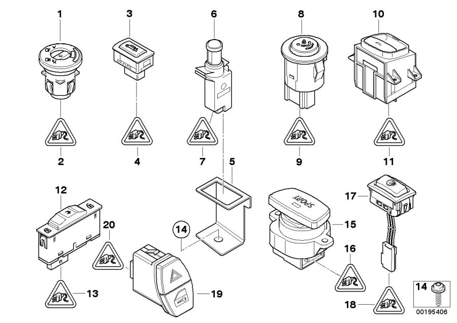 Diagram Various switches for your BMW 330i  