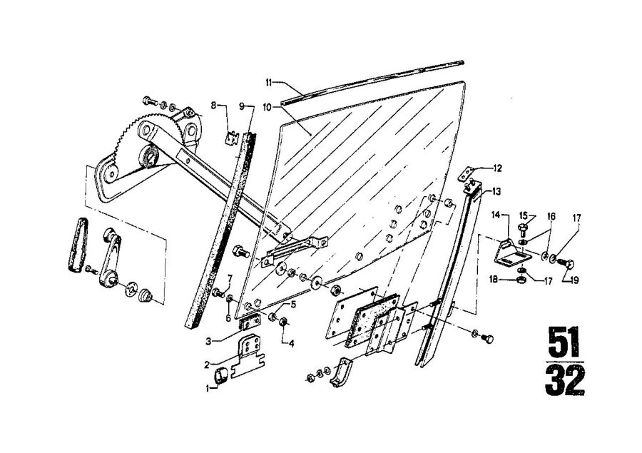 Diagram DOOR WINDOW LIFTING MECHANISM FRONT for your BMW