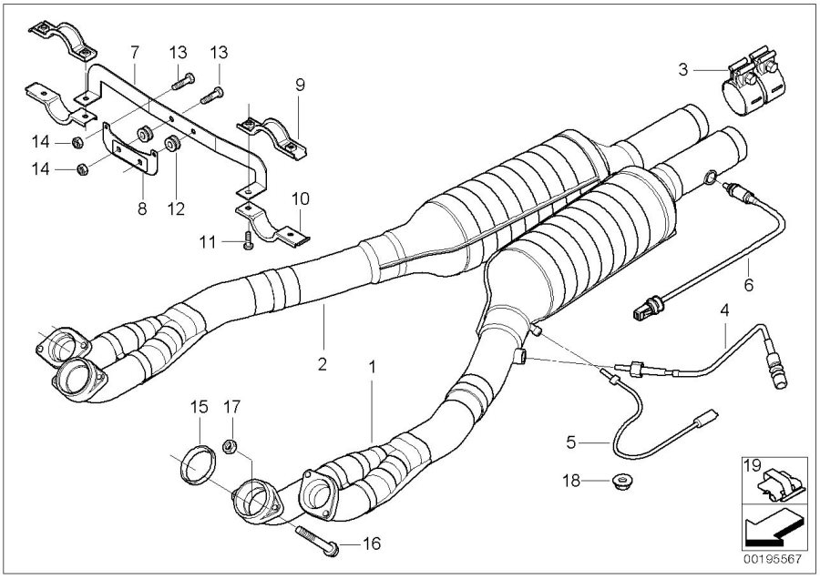 Diagram Catalytic CONVERTER/FRONT silencer for your BMW