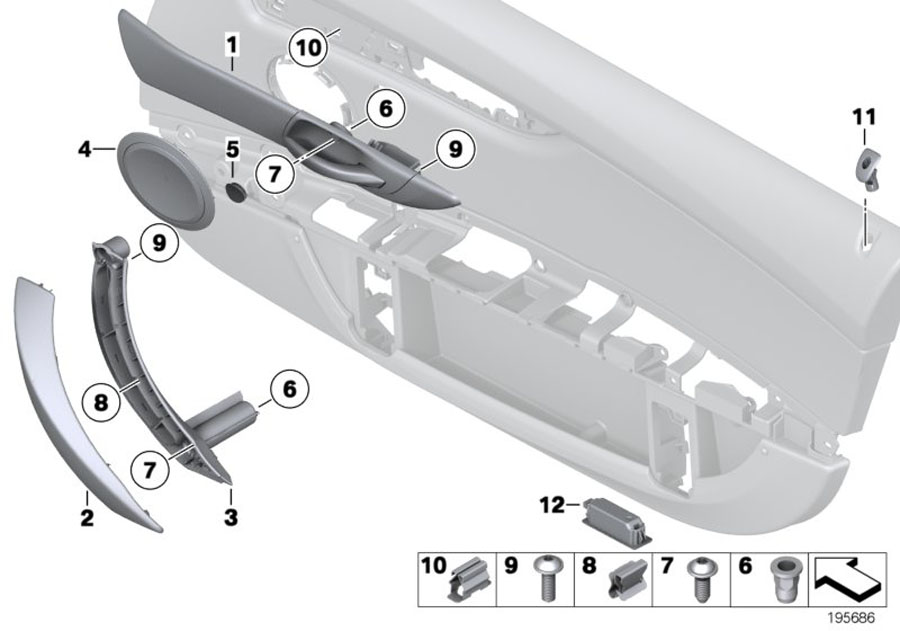 Diagram Mounting parts, door trim I for your 2021 BMW 228i   