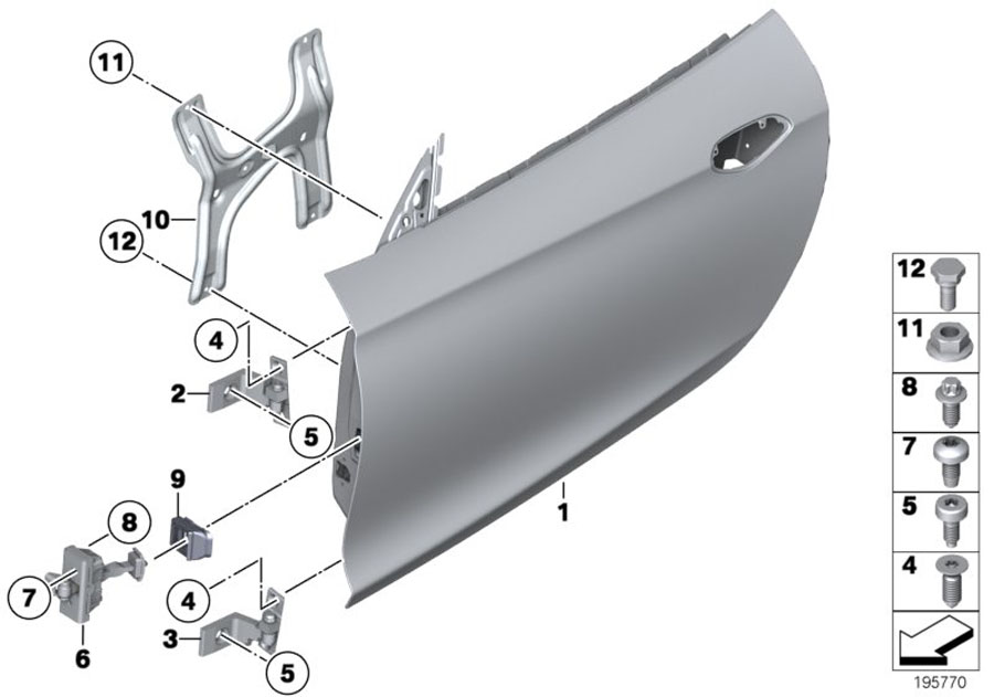 Diagram Front DOOR-HINGE/DOOR brake for your BMW