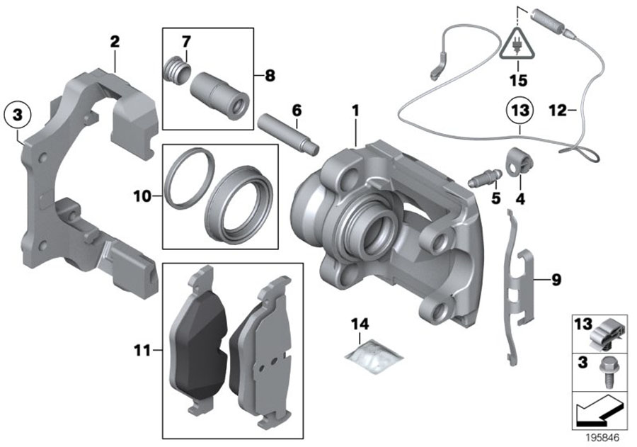 Diagram Rear brake / brake pad / wear sensor for your 2013 BMW