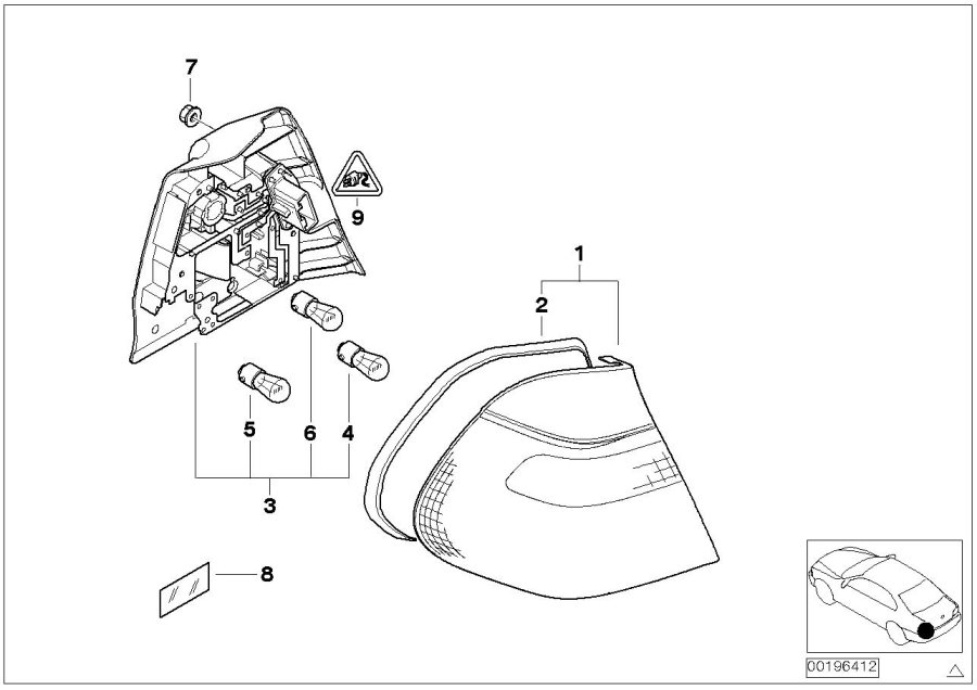 Diagram Rear light in the side panel for your BMW