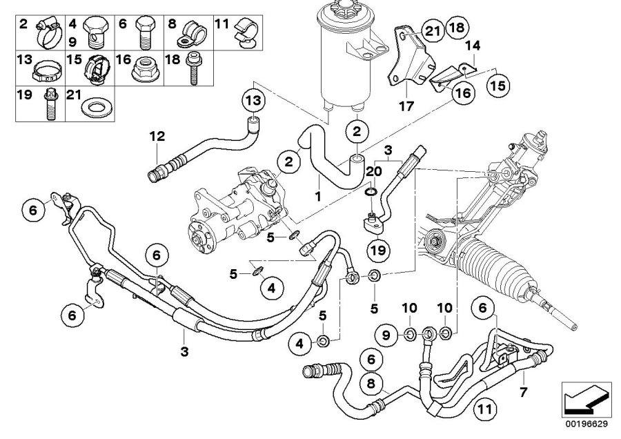 Diagram Hydro steering-oil pipes for your 2010 BMW X5   