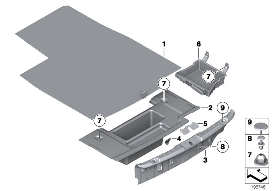 Diagram Trim panel, trunk floor for your BMW