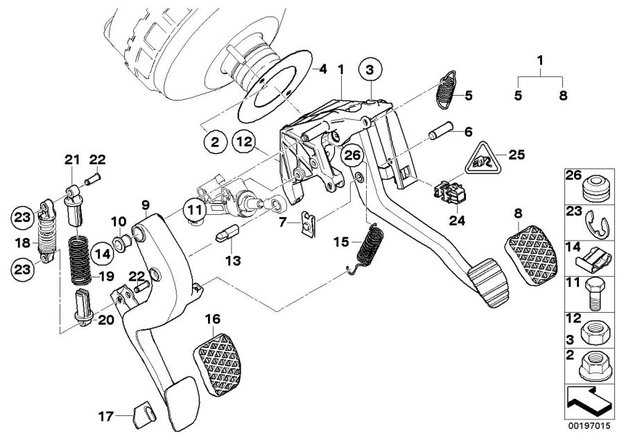 Diagram Pedal assy w over-center helper spring for your 2013 BMW 335xi  Coupe 