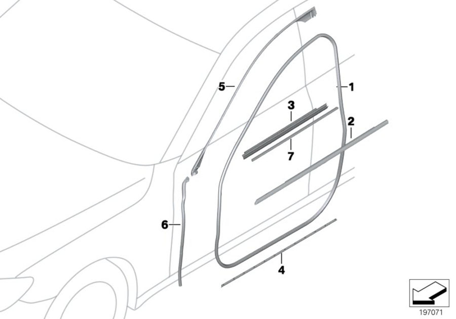 Diagram Trim and seals for door, front for your 2017 BMW M6   