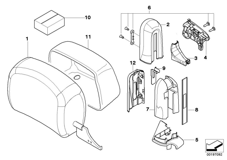 Diagram Seat, front, head restraint for your BMW